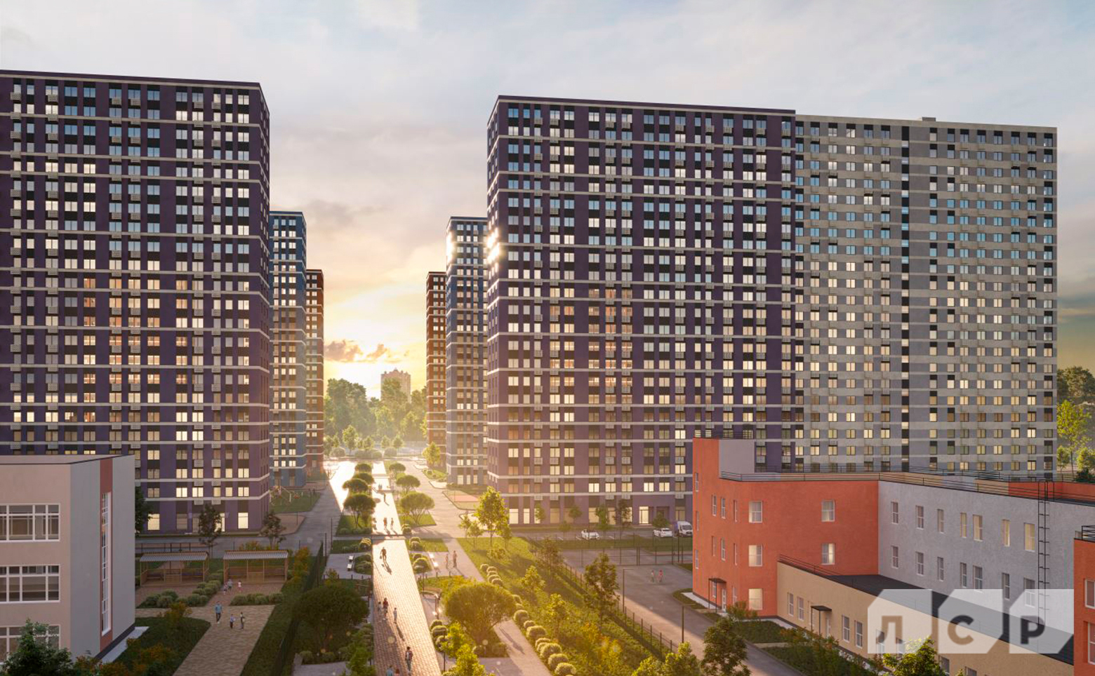 ЖК Морская миля — архитектура панельных домов, вид на комплекс