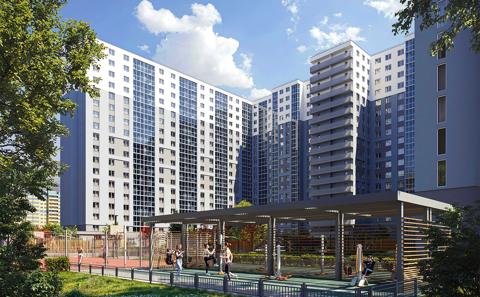 Высота — фасады из штукатурки и бетонного камня